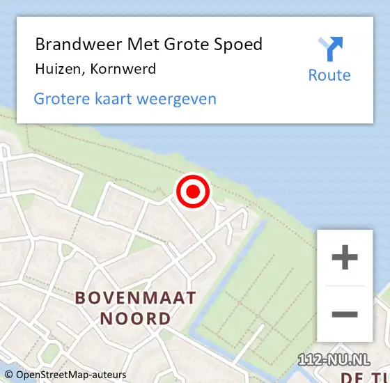 Locatie op kaart van de 112 melding: Brandweer Met Grote Spoed Naar Huizen, Kornwerd op 22 augustus 2015 22:42