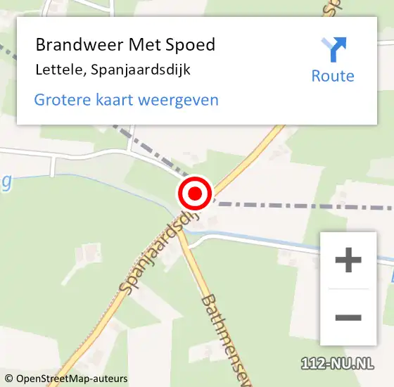 Locatie op kaart van de 112 melding: Brandweer Met Spoed Naar Lettele, Spanjaardsdijk op 22 augustus 2015 22:47