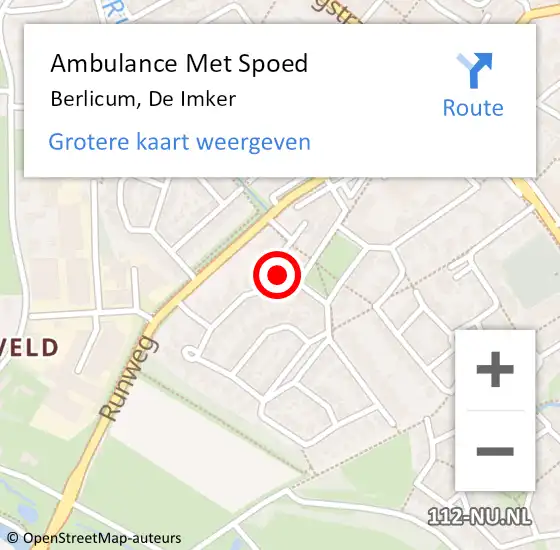 Locatie op kaart van de 112 melding: Ambulance Met Spoed Naar Berlicum, De Imker op 22 augustus 2015 23:03