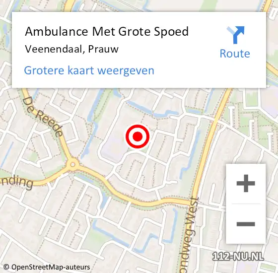 Locatie op kaart van de 112 melding: Ambulance Met Grote Spoed Naar Veenendaal, Prauw op 18 november 2013 10:16