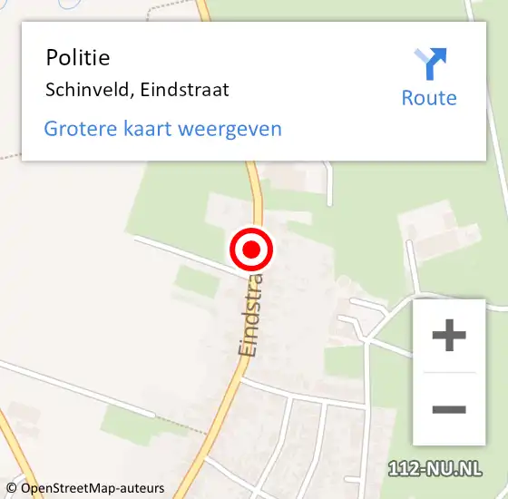 Locatie op kaart van de 112 melding: Politie Schinveld, Eindstraat op 18 november 2013 10:16