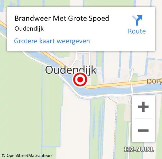 Locatie op kaart van de 112 melding: Brandweer Met Grote Spoed Naar Oudendijk op 23 augustus 2015 00:43