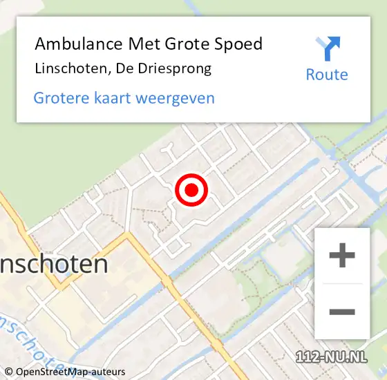 Locatie op kaart van de 112 melding: Ambulance Met Grote Spoed Naar Linschoten, De Driesprong op 23 augustus 2015 01:07