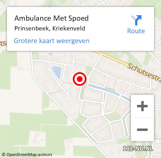 Locatie op kaart van de 112 melding: Ambulance Met Spoed Naar Prinsenbeek, Kriekenveld op 23 augustus 2015 01:31