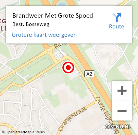 Locatie op kaart van de 112 melding: Brandweer Met Grote Spoed Naar Best, Bosseweg op 23 augustus 2015 01:33