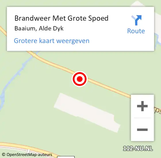 Locatie op kaart van de 112 melding: Brandweer Met Grote Spoed Naar Baaium, Alde Dyk op 23 augustus 2015 05:25