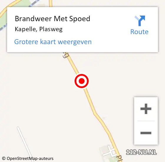 Locatie op kaart van de 112 melding: Brandweer Met Spoed Naar Kapelle, Plasweg op 23 augustus 2015 05:47