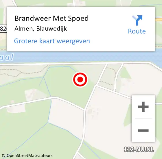 Locatie op kaart van de 112 melding: Brandweer Met Spoed Naar Almen, Blauwedijk op 23 augustus 2015 06:32