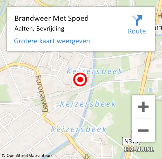 Locatie op kaart van de 112 melding: Brandweer Met Spoed Naar Aalten, Bevrijding op 23 augustus 2015 08:00