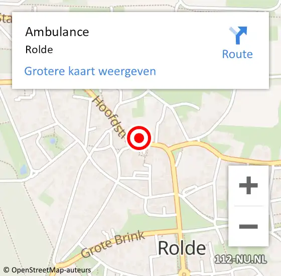Locatie op kaart van de 112 melding: Ambulance Rolde op 23 augustus 2015 08:24