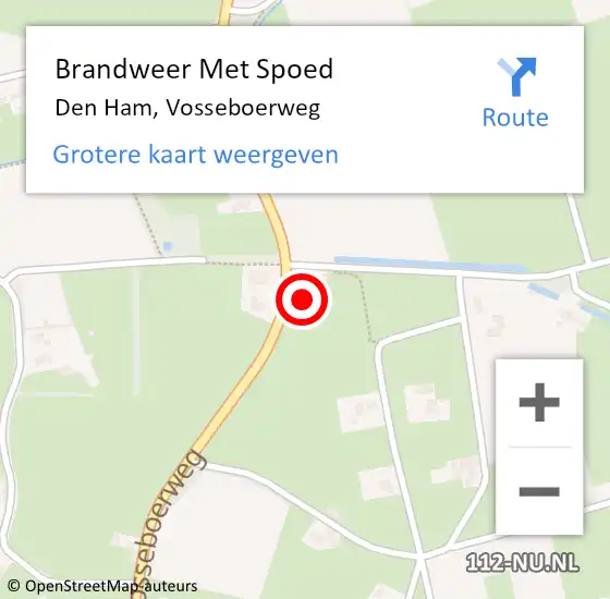 Locatie op kaart van de 112 melding: Brandweer Met Spoed Naar Den Ham, Vosseboerweg op 23 augustus 2015 09:07