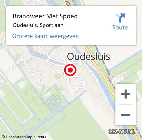 Locatie op kaart van de 112 melding: Brandweer Met Spoed Naar Oudesluis, Sportlaan op 23 augustus 2015 09:53