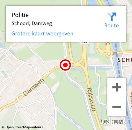 Locatie op kaart van de 112 melding: Politie Schoorl, Damweg op 23 augustus 2015 10:45