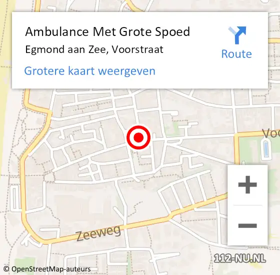 Locatie op kaart van de 112 melding: Ambulance Met Grote Spoed Naar Egmond aan Zee, Voorstraat op 23 augustus 2015 11:00