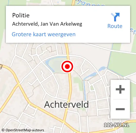 Locatie op kaart van de 112 melding: Politie Achterveld, Jan Van Arkelweg op 23 augustus 2015 13:02