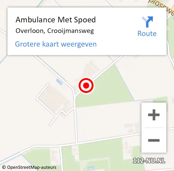 Locatie op kaart van de 112 melding: Ambulance Met Spoed Naar Overloon, Crooijmansweg op 23 augustus 2015 14:26