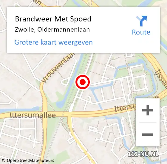 Locatie op kaart van de 112 melding: Brandweer Met Spoed Naar Zwolle, Oldermannenlaan op 23 augustus 2015 14:29