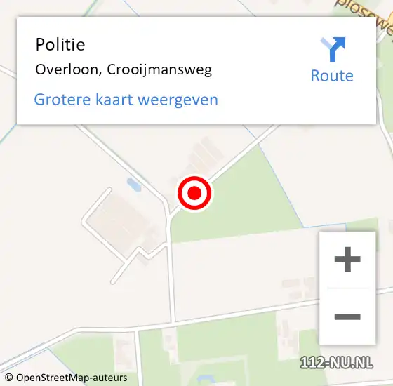 Locatie op kaart van de 112 melding: Politie Overloon, Crooijmansweg op 23 augustus 2015 14:47