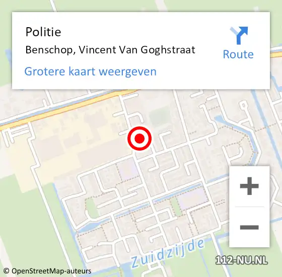 Locatie op kaart van de 112 melding: Politie Benschop, Vincent Van Goghstraat op 18 november 2013 11:10