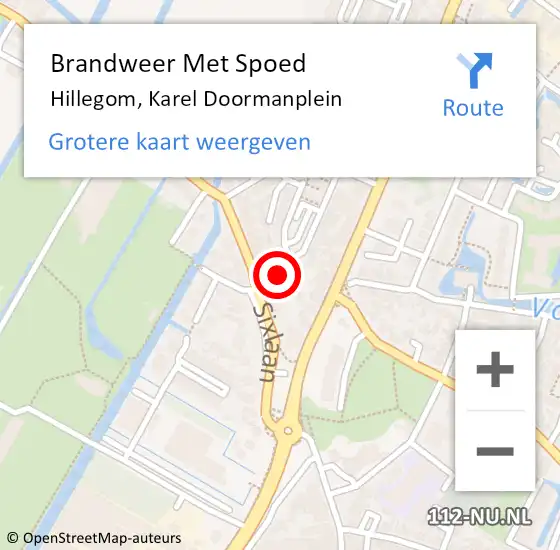 Locatie op kaart van de 112 melding: Brandweer Met Spoed Naar Hillegom, Karel Doormanplein op 23 augustus 2015 15:08