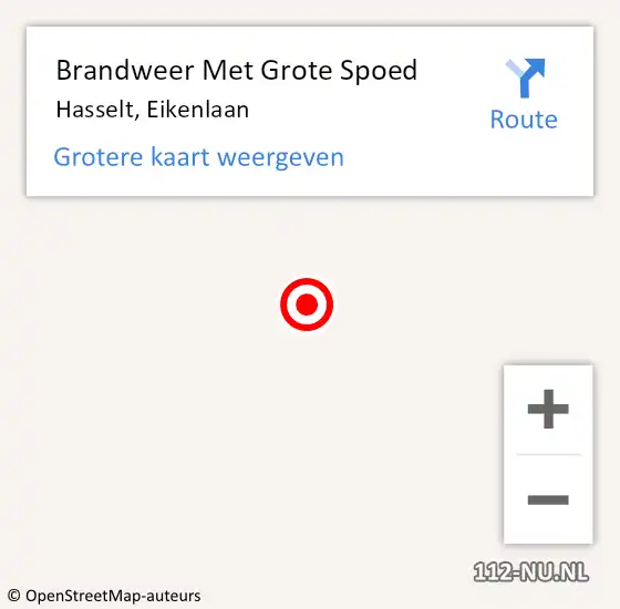 Locatie op kaart van de 112 melding: Brandweer Met Grote Spoed Naar Hasselt, Eikenlaan op 23 augustus 2015 15:08