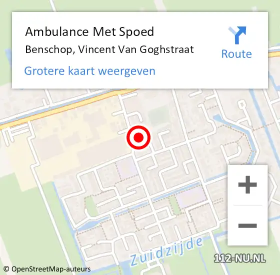 Locatie op kaart van de 112 melding: Ambulance Met Spoed Naar Benschop, Vincent Van Goghstraat op 18 november 2013 11:11