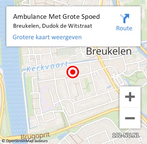 Locatie op kaart van de 112 melding: Ambulance Met Grote Spoed Naar Breukelen, Dudok de Witstraat op 23 augustus 2015 15:27