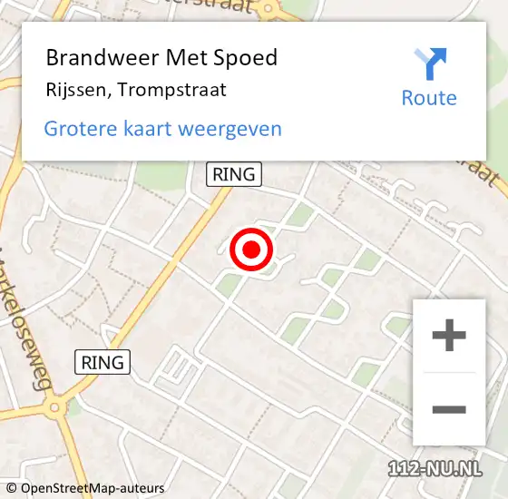 Locatie op kaart van de 112 melding: Brandweer Met Spoed Naar Rijssen, Trompstraat op 23 augustus 2015 15:34