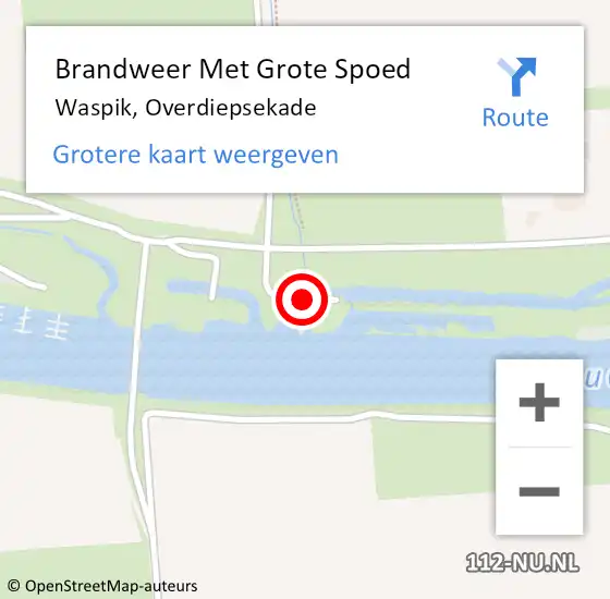 Locatie op kaart van de 112 melding: Brandweer Met Grote Spoed Naar Waspik, Overdiepsekade op 23 augustus 2015 15:39