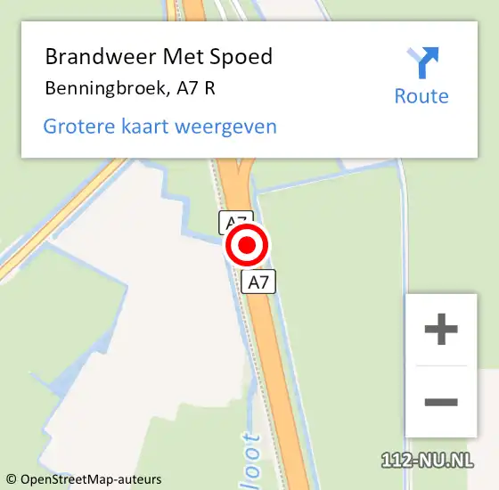 Locatie op kaart van de 112 melding: Brandweer Met Spoed Naar Benningbroek, A7 R op 23 augustus 2015 15:45