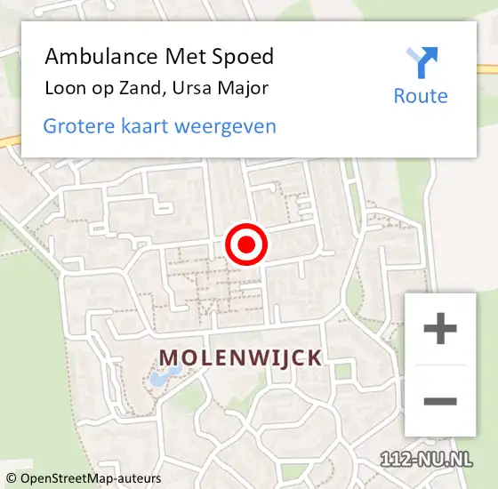 Locatie op kaart van de 112 melding: Ambulance Met Spoed Naar Loon op Zand, Ursa Major op 23 augustus 2015 17:43