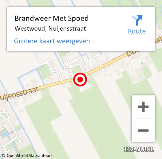 Locatie op kaart van de 112 melding: Brandweer Met Spoed Naar Westwoud, Nuijensstraat op 23 augustus 2015 17:48