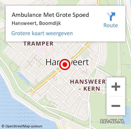 Locatie op kaart van de 112 melding: Ambulance Met Grote Spoed Naar Hansweert, Boomdijk op 23 augustus 2015 17:56