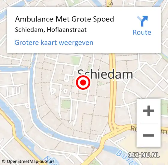 Locatie op kaart van de 112 melding: Ambulance Met Grote Spoed Naar Schiedam, Hoflaanstraat op 23 augustus 2015 18:01