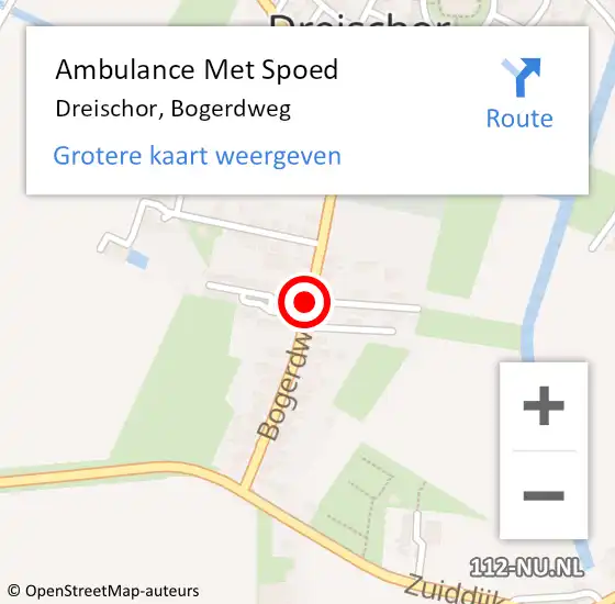 Locatie op kaart van de 112 melding: Ambulance Met Spoed Naar Dreischor, Bogerdweg op 23 augustus 2015 18:42