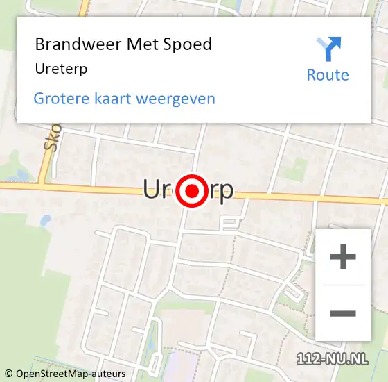 Locatie op kaart van de 112 melding: Brandweer Met Spoed Naar Ureterp op 23 augustus 2015 19:54