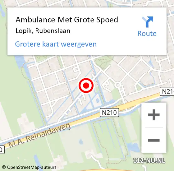 Locatie op kaart van de 112 melding: Ambulance Met Grote Spoed Naar Lopik, Rubenslaan op 23 augustus 2015 19:57