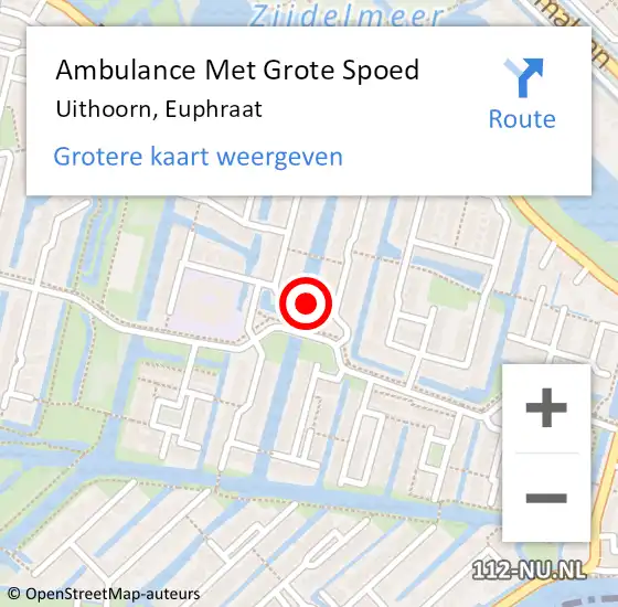 Locatie op kaart van de 112 melding: Ambulance Met Grote Spoed Naar Uithoorn, Euphraat op 23 augustus 2015 20:03