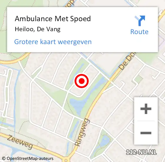 Locatie op kaart van de 112 melding: Ambulance Met Spoed Naar Heiloo, De Vang op 23 augustus 2015 20:04