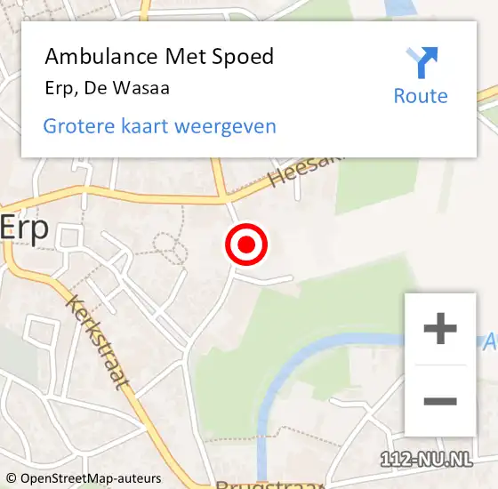 Locatie op kaart van de 112 melding: Ambulance Met Spoed Naar Erp, De Wasaa op 23 augustus 2015 21:34