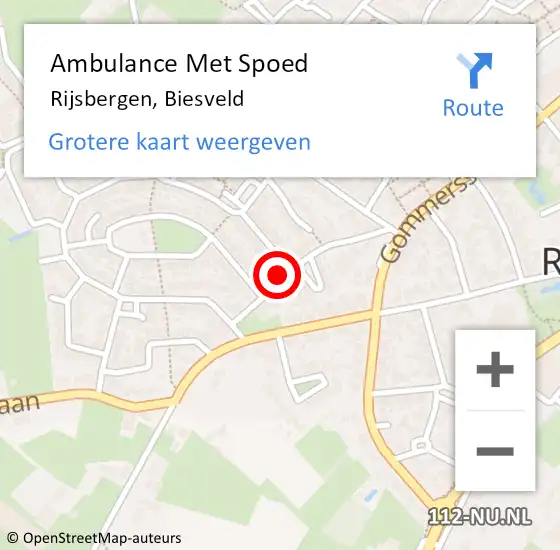 Locatie op kaart van de 112 melding: Ambulance Met Spoed Naar Rijsbergen, Biesveld op 23 augustus 2015 21:48