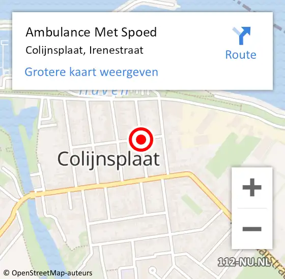 Locatie op kaart van de 112 melding: Ambulance Met Spoed Naar Colijnsplaat, Irenestraat op 23 augustus 2015 22:01