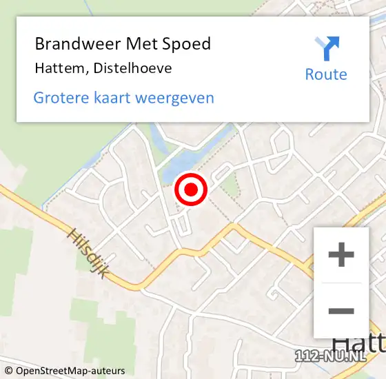 Locatie op kaart van de 112 melding: Brandweer Met Spoed Naar Hattem, Distelhoeve op 23 augustus 2015 22:50