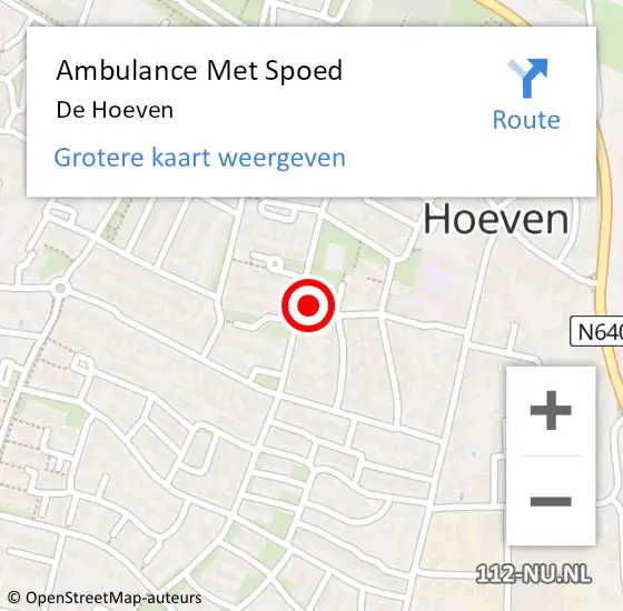 Locatie op kaart van de 112 melding: Ambulance Met Spoed Naar De Hoeven op 24 augustus 2015 00:22