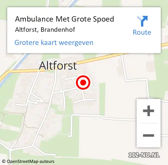 Locatie op kaart van de 112 melding: Ambulance Met Grote Spoed Naar Altforst, Brandenhof op 24 augustus 2015 01:04