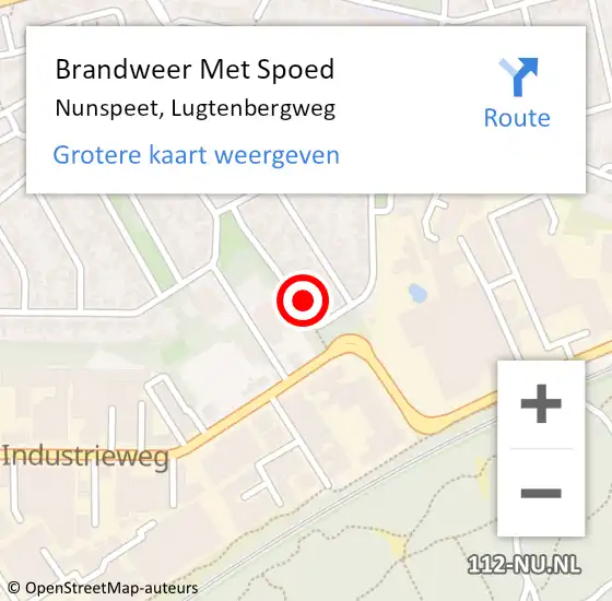 Locatie op kaart van de 112 melding: Brandweer Met Spoed Naar Nunspeet, Lugtenbergweg op 24 augustus 2015 04:46