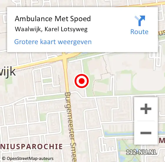 Locatie op kaart van de 112 melding: Ambulance Met Spoed Naar Waalwijk, Karel Lotsyweg op 24 augustus 2015 07:13