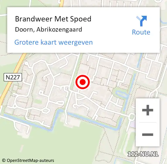 Locatie op kaart van de 112 melding: Brandweer Met Spoed Naar Doorn, Abrikozengaard op 24 augustus 2015 09:16