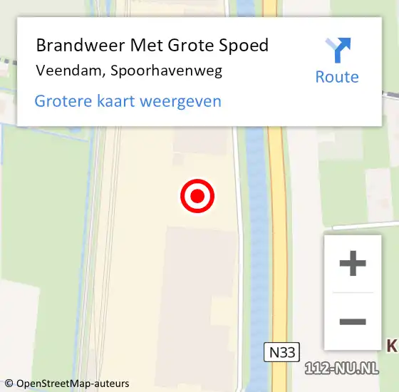 Locatie op kaart van de 112 melding: Brandweer Met Grote Spoed Naar Veendam, Spoorhavenweg op 18 november 2013 12:14