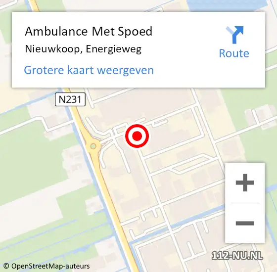 Locatie op kaart van de 112 melding: Ambulance Met Spoed Naar Nieuwkoop, Energieweg op 24 augustus 2015 09:54